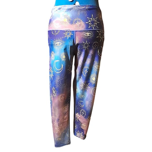 Victoria’s Secret Sport Leggings Galaxy Print Mystical Shine Gold Accent Ltd Ed - Picture 1 of 4